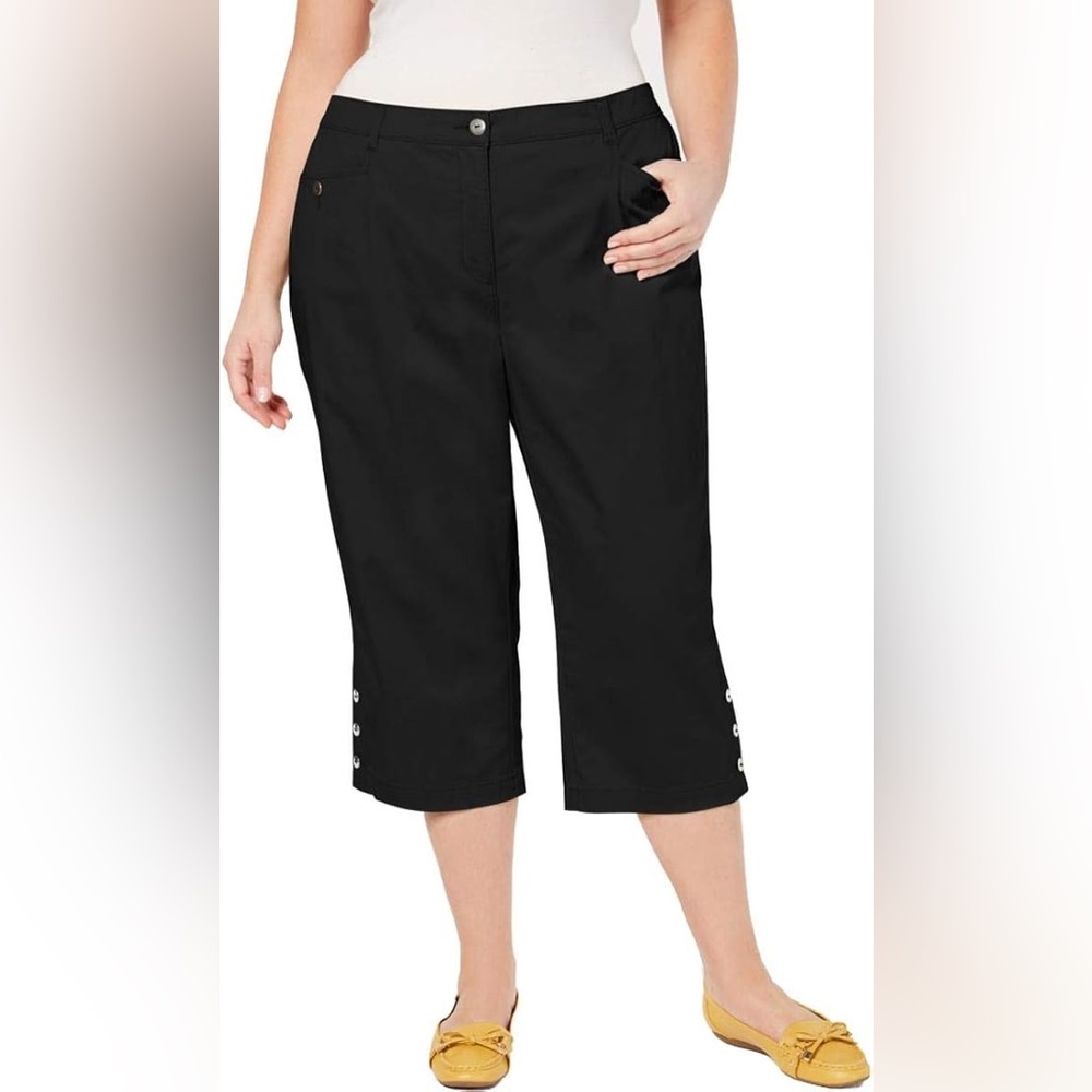 KAREN SCOTT Plus Size Button Cuff Capri Pants
